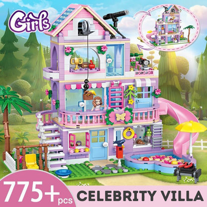 Girls Princess Castle Villa Treehouse Building Blocks Set Kids Educational Construction Toy Princess Doll House Playset Gift for Girls