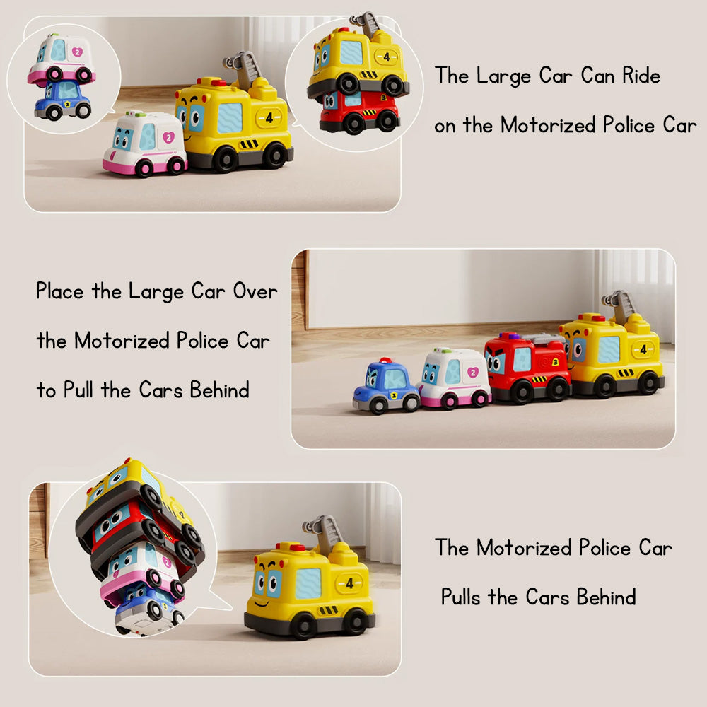 Montessori Toy Cars, Stacking Nesting Toy Cars, Sensory Light Music Toy, Magnetic Following Cars, STEM Educational Car Toy, Christmas Birthday Gifts for Baby