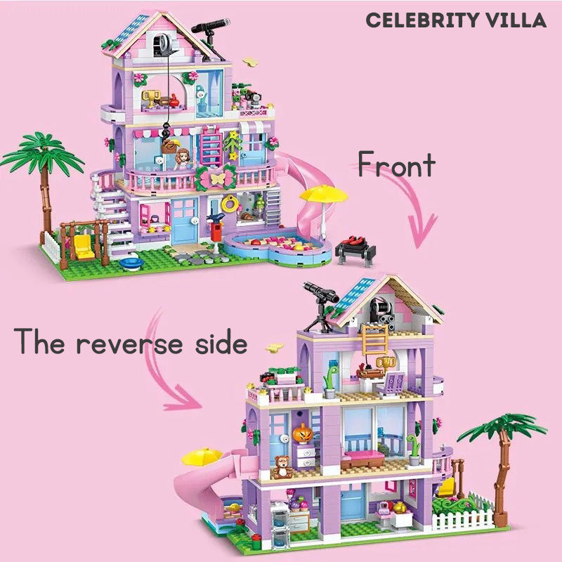 Girls Princess Castle Villa Treehouse Building Blocks Set Kids Educational Construction Toy Princess Doll House Playset Gift for Girls