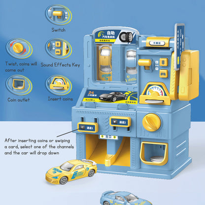 Kids Car Vending Machine Toys Pretend Play Coin Card Lights Music Toys For Boys Girls Toys