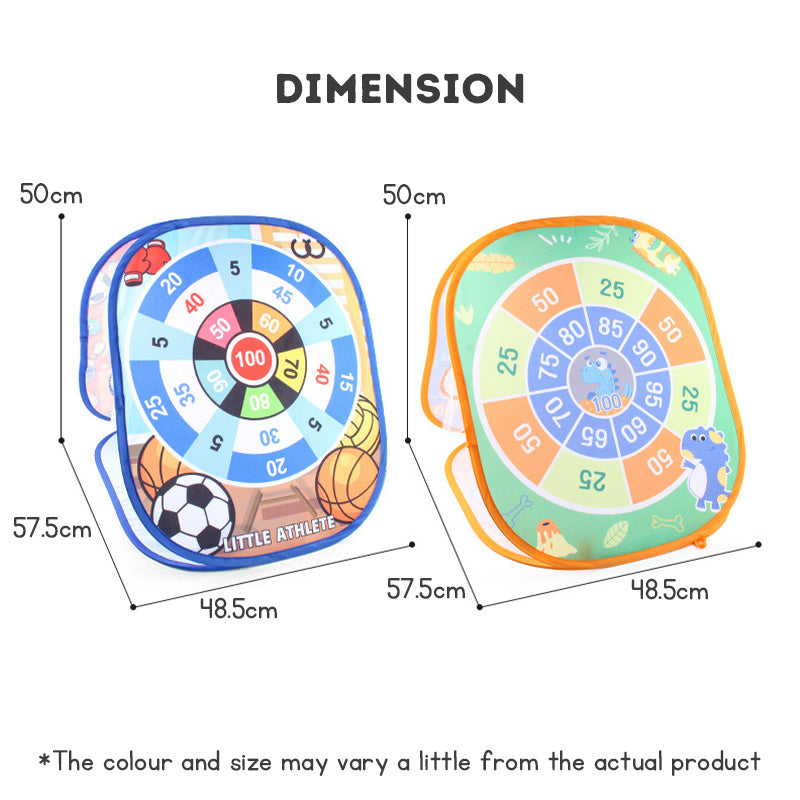 Kid's 3-in-1 Toss Bean Bags Game Foldable Bean Bag Board Cartoon Sticky Balls Dart Target