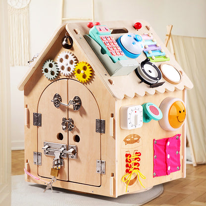 Baby Early Education Wooden Toys Baby Busy House DIY Children's Multi functional Toy