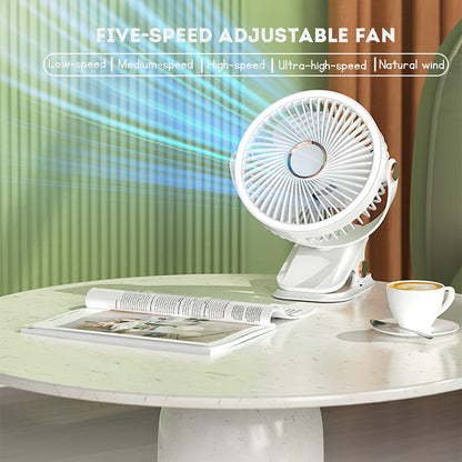 Clip-on Fan for Student Dormitory Bed Night Light Clip Fan Office Desktop Fan USB Rechargeable