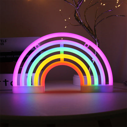 LED Rainbow Neon Light Wall Hanging Battery and USB Dual-Use Night Light Christmas Holiday Decoration Creative Home Red Hot Net Celebrity Arrangement