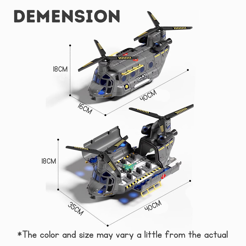 Large Children's Airplane Helicopter Transporter for Boys Educational Toy Realistic Sound Light Effects