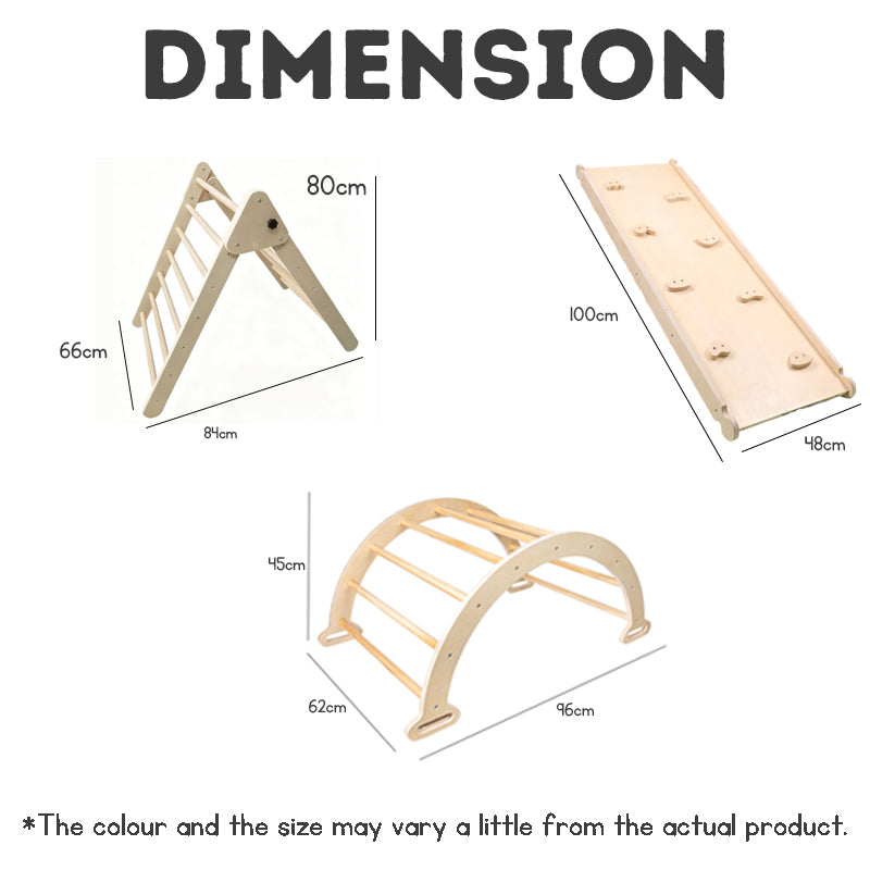 3-in-1 Wooden Climbing Frame for Kids – Indoor & Outdoor Playgym Set with Slide, Ladder & Arch