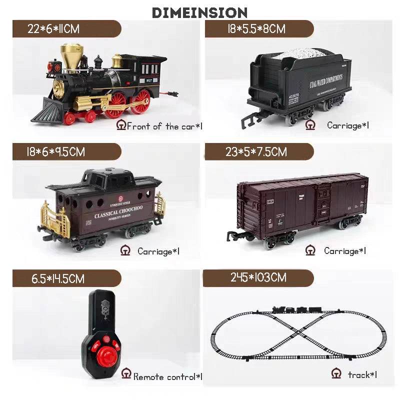 Electric Train Track Steam Spray Simulated Classical Railway Train Set Sound Light Train Toy