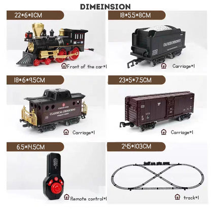 Electric Train Track Steam Spray Simulated Classical Railway Train Set Sound Light Train Toy