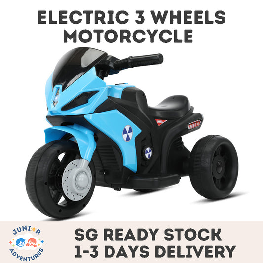 Kids Ride On Motorbike electric three-wheeled motorcycle bike for boys, rechargeable, with music, lights. Gift for boys