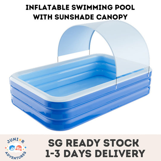Big Inflatable Swimming Pool for Kids and Babies with Sunshade Canopy Thickened PVC Family Kids Paddling Pool