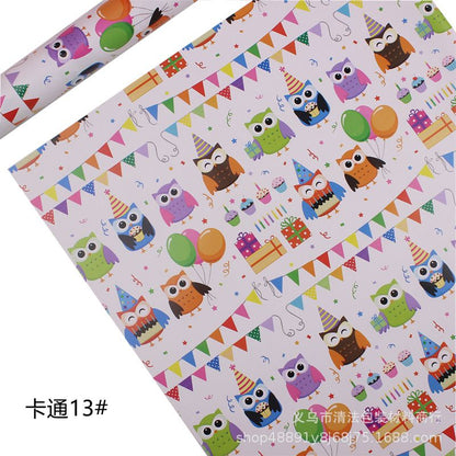 Gift wrapping service with cartoon birthday present wrapping paper sheets, kindergarten craft paper
