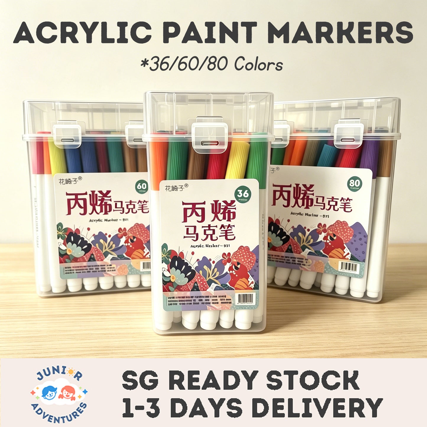 Acrylic Paint Markers Art Markers for Students Non Bleed Layering Capable 36 60 80 Colors Waterproof Quick Dry Marker Pen Set