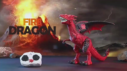 Kids Infrared Remote Control Spray Fire Dragon Toy, Electric Light Sound Walking Swing Wings Simulation Fire Dragon Boy Toy