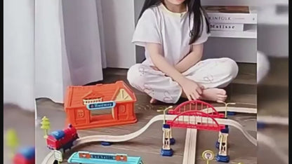 DIY Rail Train Toy Electric Railway Track with Assembly Gliding Track Portable Storage Educational Toy