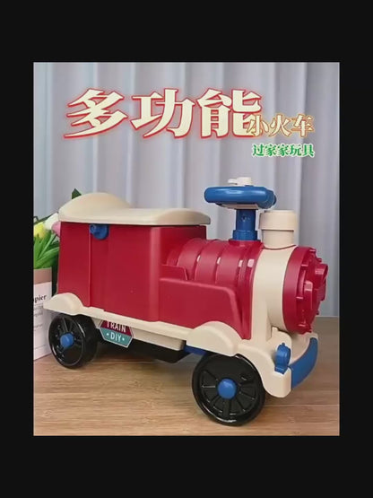 Kids ride on train toy colorful multifunctional storage train simulation kitchen with music