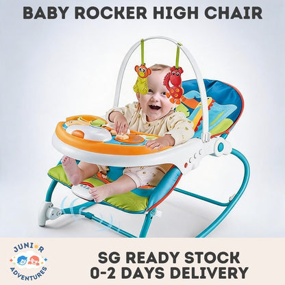 [SG Stock🚚] Infant To Toddler 3 In 1 Rocker Dining Chair Adjustable Recline Calming Vibration Detachable Toy Bar