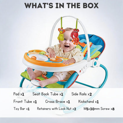 [SG Stock🚚] Infant To Toddler 3 In 1 Rocker Dining Chair Adjustable Recline Calming Vibration Detachable Toy Bar