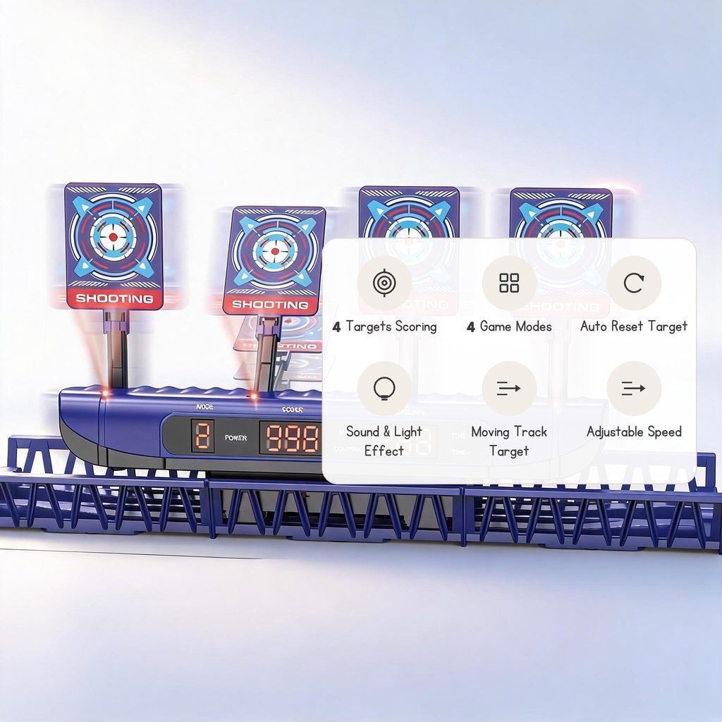 [SG Stock🚚] Kids Electronic Scoring Moving Target Shooting Game Toy With 4 Targets LCD Screen Sound Light