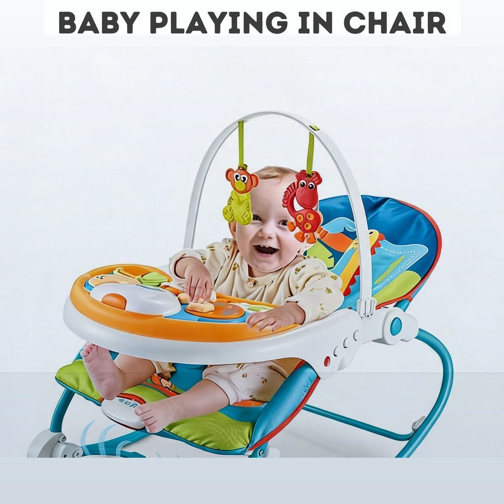 [SG Stock🚚] Infant To Toddler 3 In 1 Rocker Dining Chair Adjustable Recline Calming Vibration Detachable Toy Bar