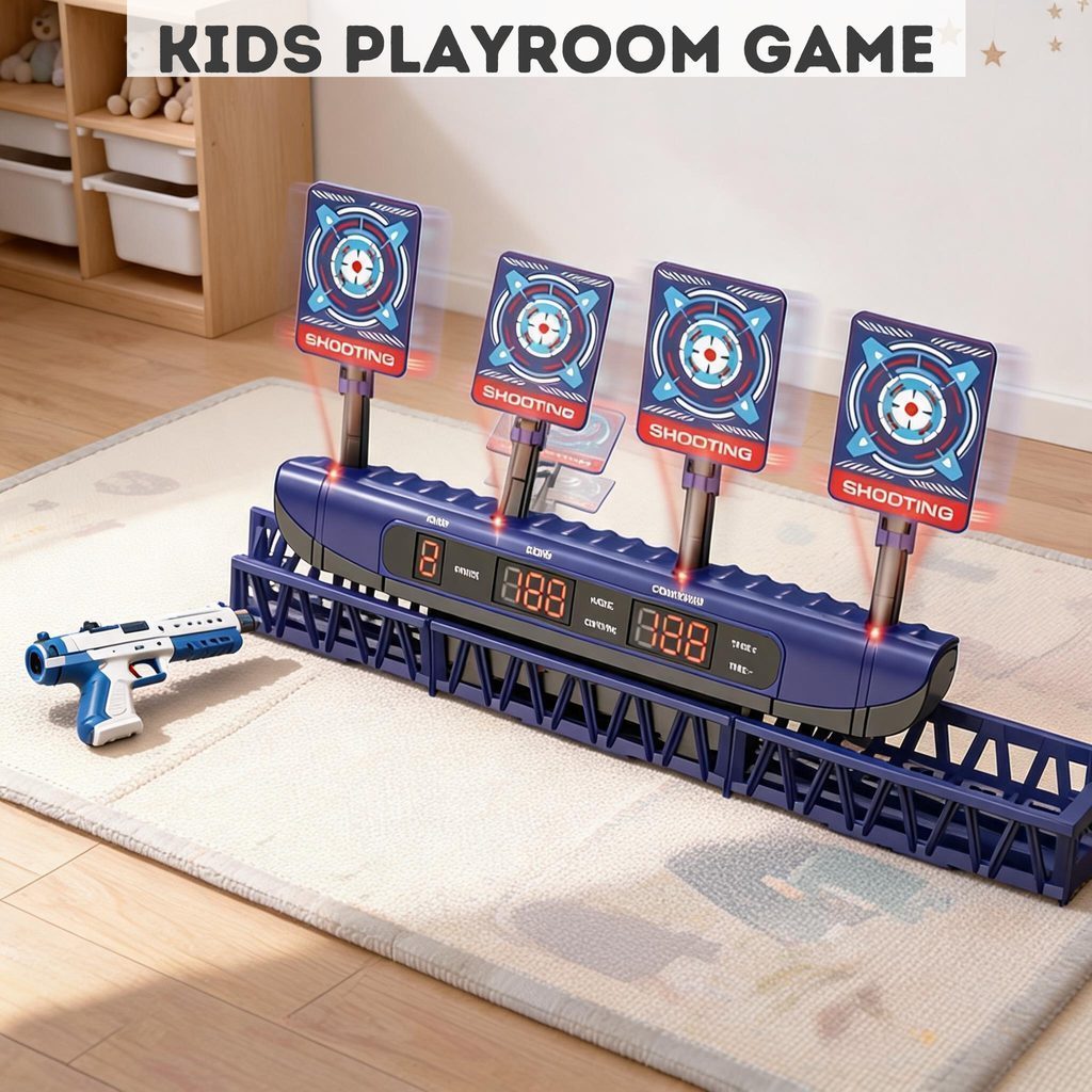 [SG Stock🚚] Kids Electronic Scoring Moving Target Shooting Game Toy With 4 Targets LCD Screen Sound Light