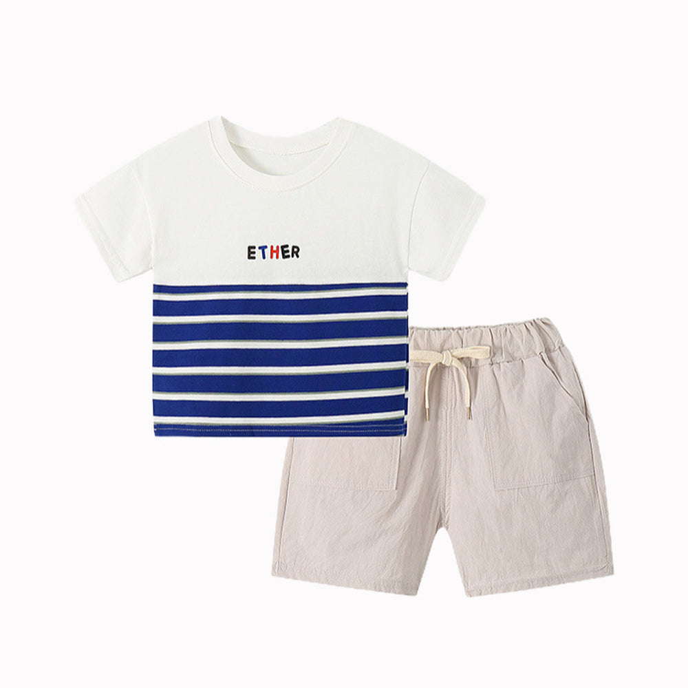 Trendy Striped Set, 2023 New Summer Two-Piece Set for Boys and Girls, Stylish and Casual