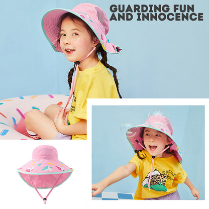 Children's sun hat with UV protection, suitable for outdoor activities, wide brim, beach hat.