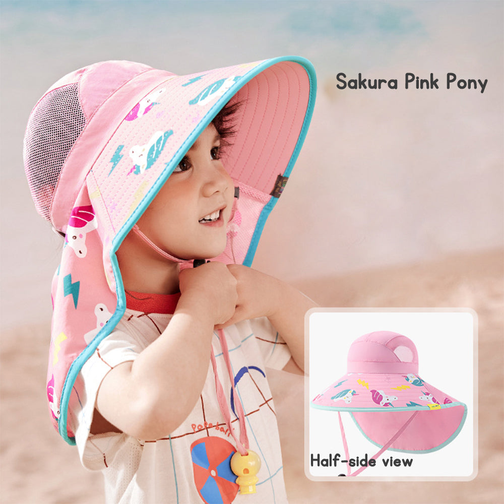 Children's sun hat with UV protection, suitable for outdoor activities, wide brim, beach hat.