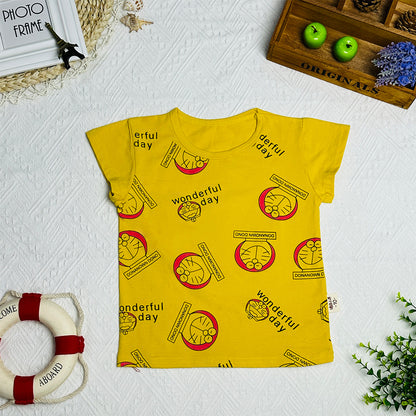 2023 Summer New Cartoon Print Personalized Casual Round Neck Short Sleeve T-shirt for Boys.