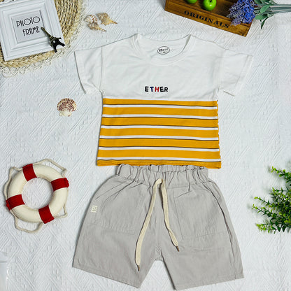 Trendy Striped Set, 2023 New Summer Two-Piece Set for Boys and Girls, Stylish and Casual