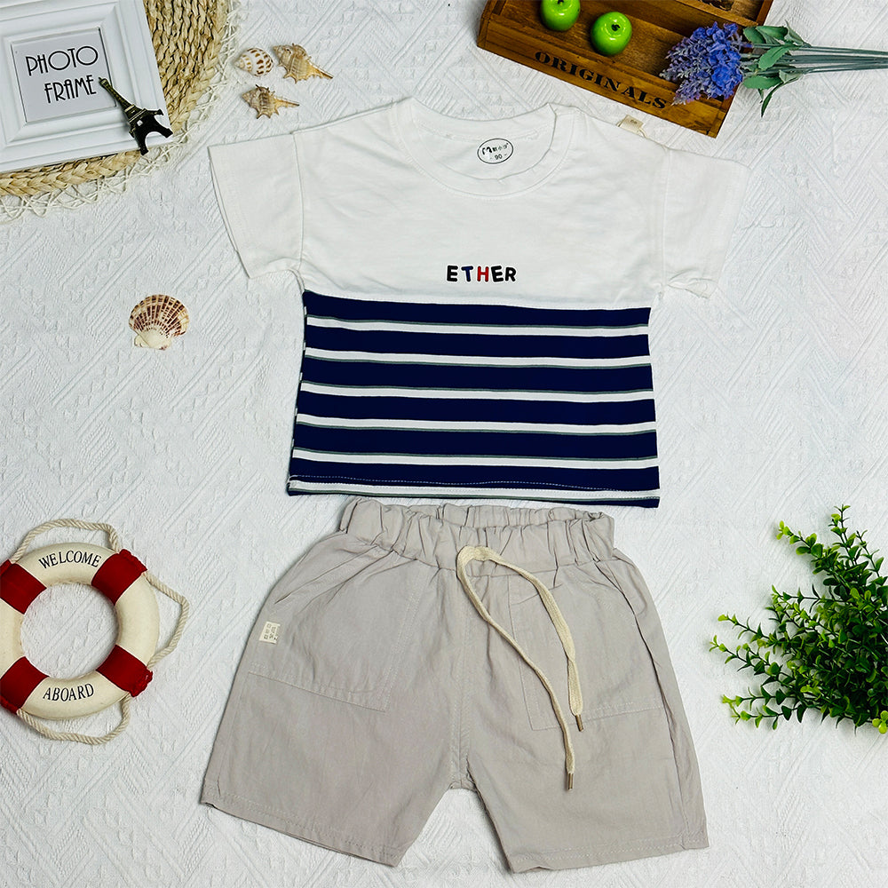 Trendy Striped Set, 2023 New Summer Two-Piece Set for Boys and Girls, Stylish and Casual