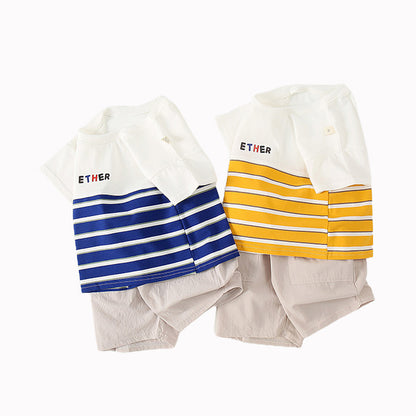 Trendy Striped Set, 2023 New Summer Two-Piece Set for Boys and Girls, Stylish and Casual