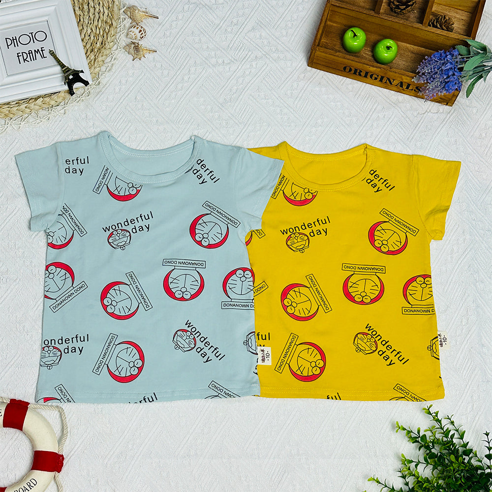 2023 Summer New Cartoon Print Personalized Casual Round Neck Short Sleeve T-shirt for Boys.