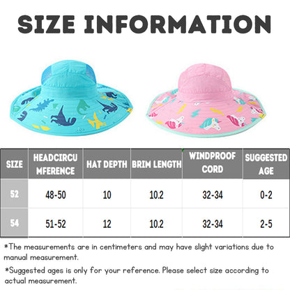 Children's sun hat with UV protection, suitable for outdoor activities, wide brim, beach hat.