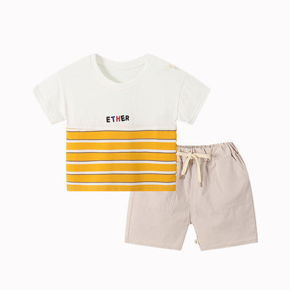 Trendy Striped Set, 2023 New Summer Two-Piece Set for Boys and Girls, Stylish and Casual