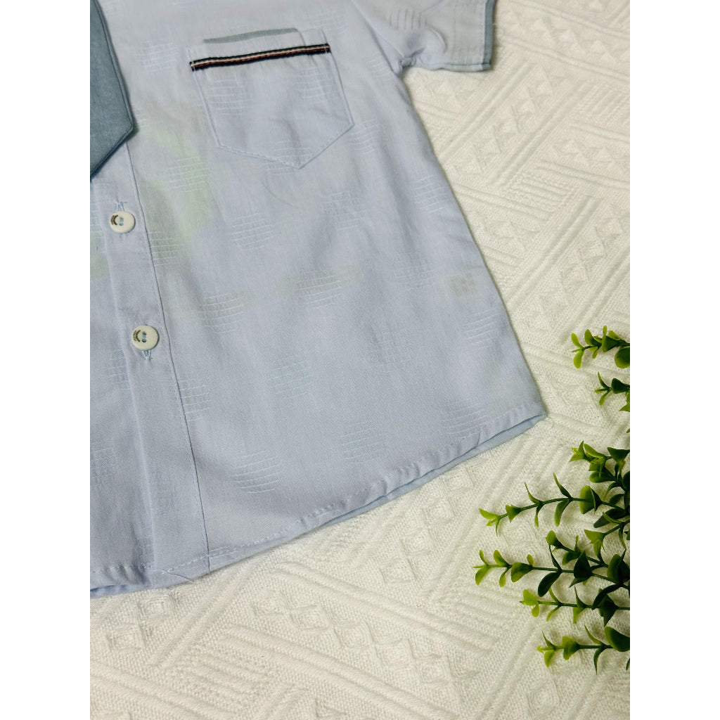 New Summer 2023 Children's Blue Tie-up Shirt - Detachable, Campus-style