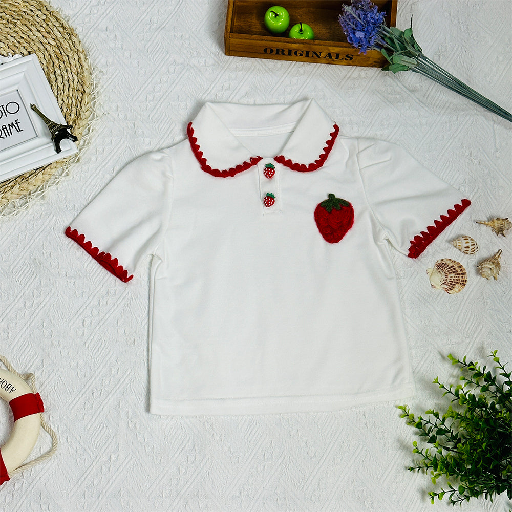 3D Strawberry Cute Children's Clothing, Fashionable Two-Piece Set for Girls, 2023 Summer New Arrival.