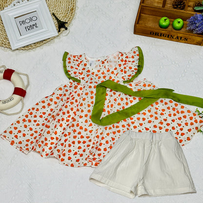 2023 Summer New Fashionable and Cute Girls' Dress - Butterfly Bow Floral Dress