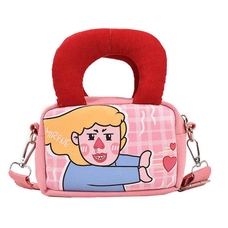 Canvas Bag, Creative, Whimsical, Cartoon Graffiti, Single-shoulder Square Bag for Fashionable Teenage Girls