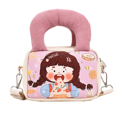 Canvas Bag, Creative, Whimsical, Cartoon Graffiti, Single-shoulder Square Bag for Fashionable Teenage Girls