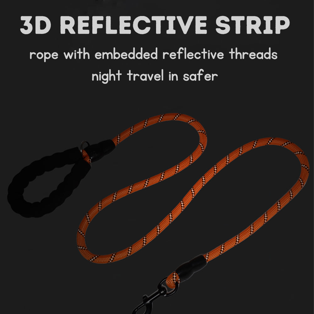 Nylon Braided Reflective Round Dog Leash, Explosion-proof and Shock-absorbing Dog Walking Leash