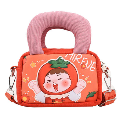 Canvas Bag, Creative, Whimsical, Cartoon Graffiti, Single-shoulder Square Bag for Fashionable Teenage Girls