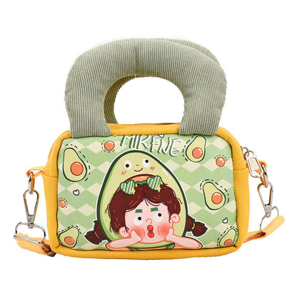 Canvas Bag, Creative, Whimsical, Cartoon Graffiti, Single-shoulder Square Bag for Fashionable Teenage Girls