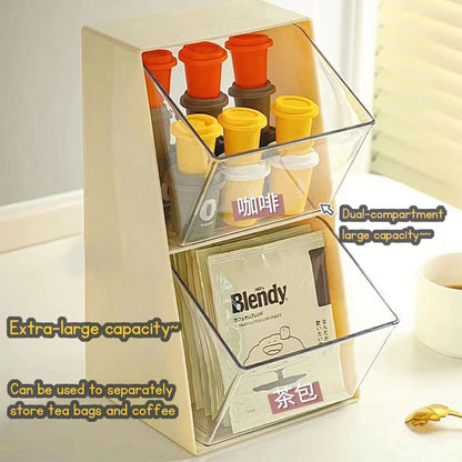 Tea Bag Coffee and Candy Storage Box in White and Green Milo and Sugar Sachet Organiser