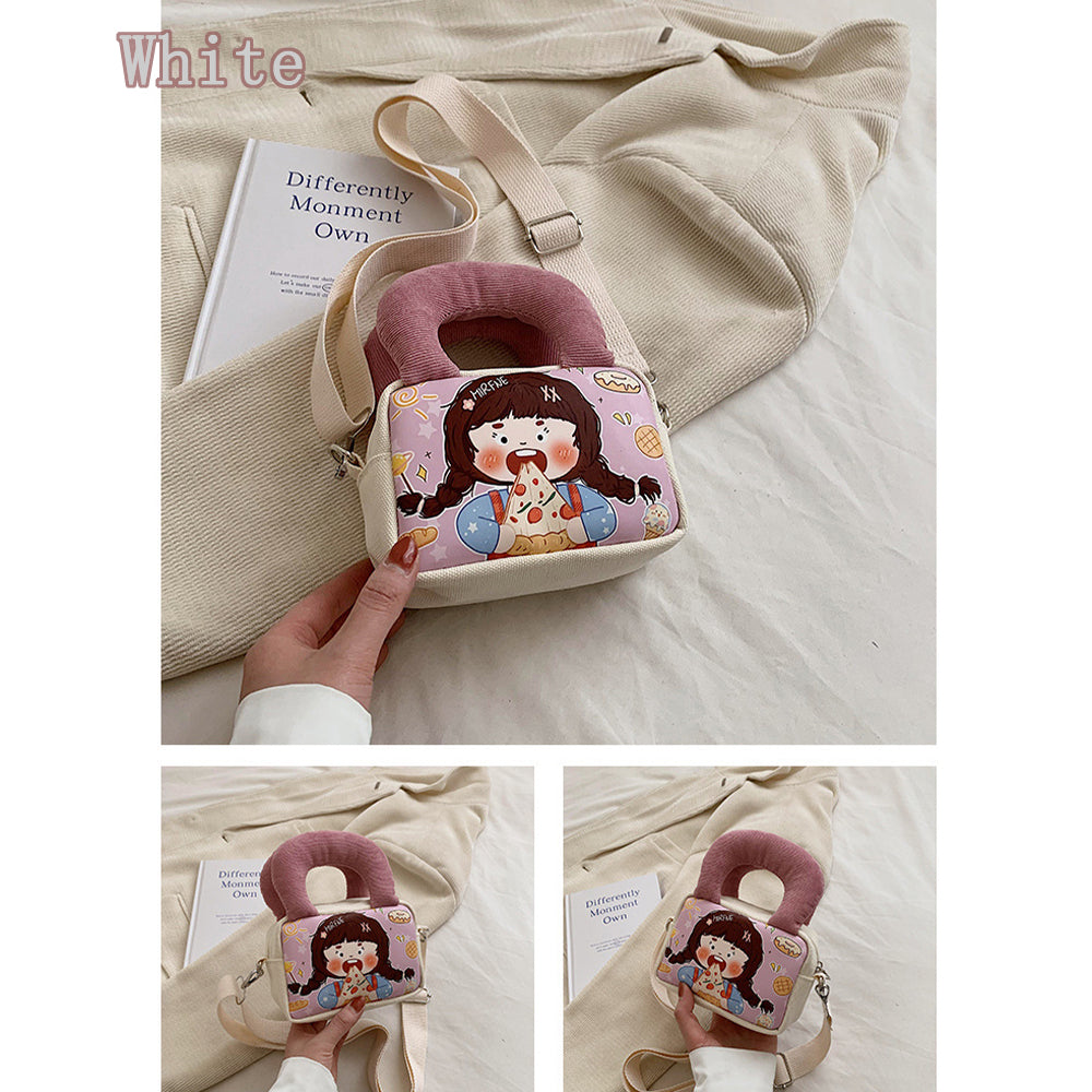 Canvas Bag, Creative, Whimsical, Cartoon Graffiti, Single-shoulder Square Bag for Fashionable Teenage Girls