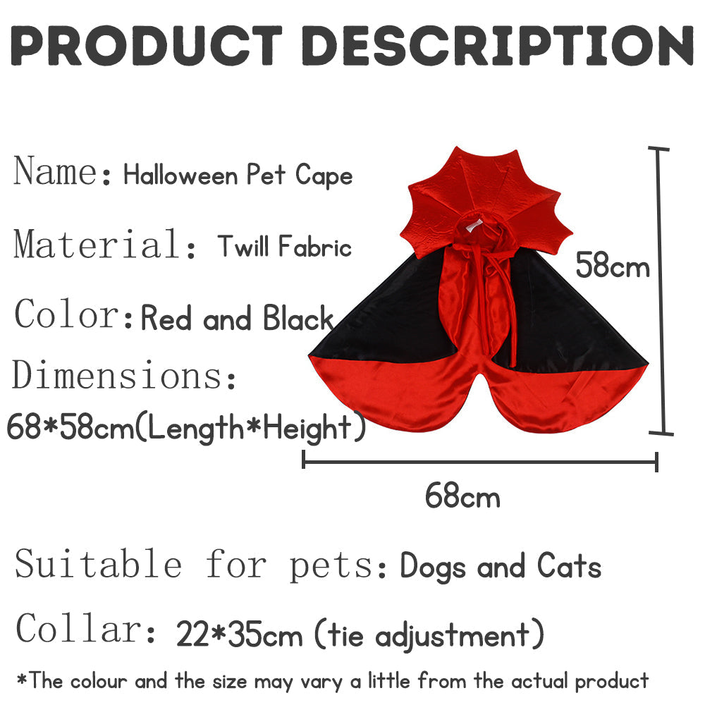 Halloween Pet Cape for Cats and Dogs Costume Set, Transforming Outfit for Holiday Theatrical Attire