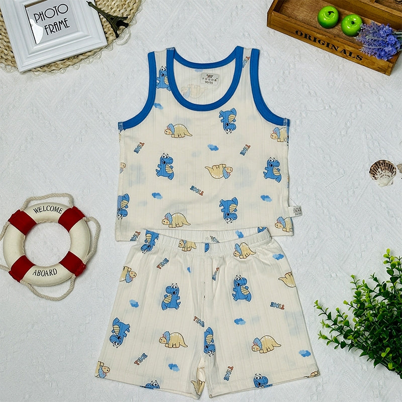 kids T-shirt Cartoon Sleeveless Sports Vest Boys And Girls Sleeveless Vest Set Baby pyjamas Childrens Singlet