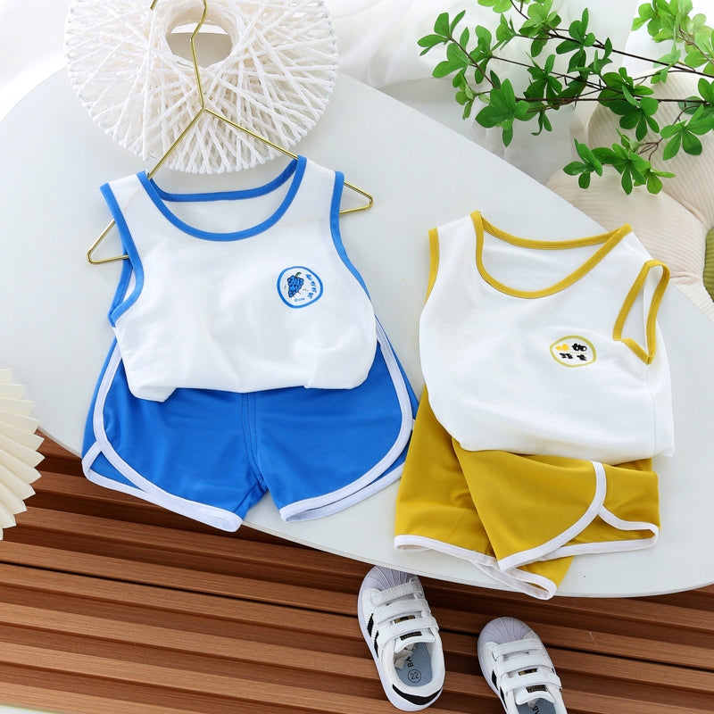 kids T-shirt Cartoon Sleeveless Sports Vest Boys And Girls Sleeveless Vest Set Baby pyjamas Childrens Singlet