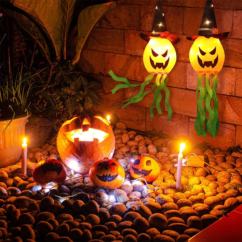 Halloween Decoration Pumpkin String Light Wizard Hat LED Light Scary Atmosphere Indoor Outdoor Home Party Decoration