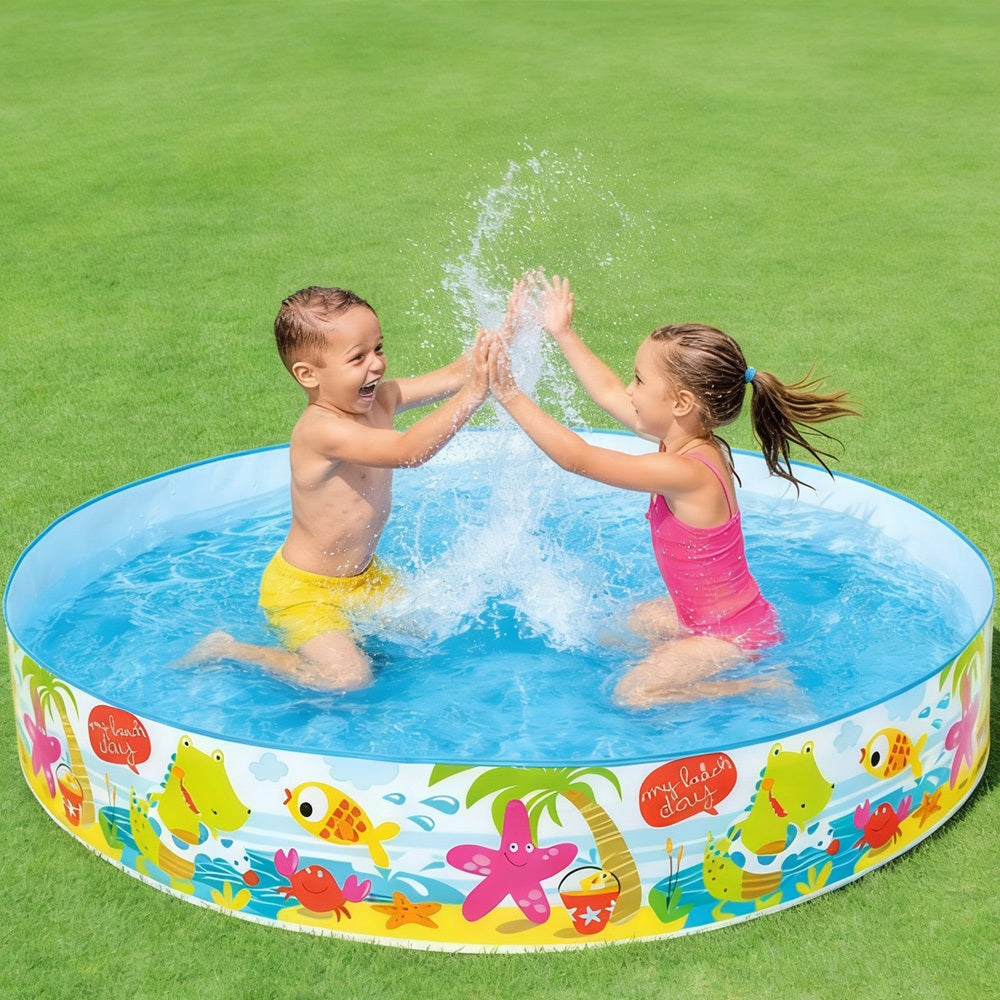 Ocean Park Theme Kids Paddling Pool, Inflation-Free Foldable Pool Toys, Indoor & Outdoor Children's Water Play Tub