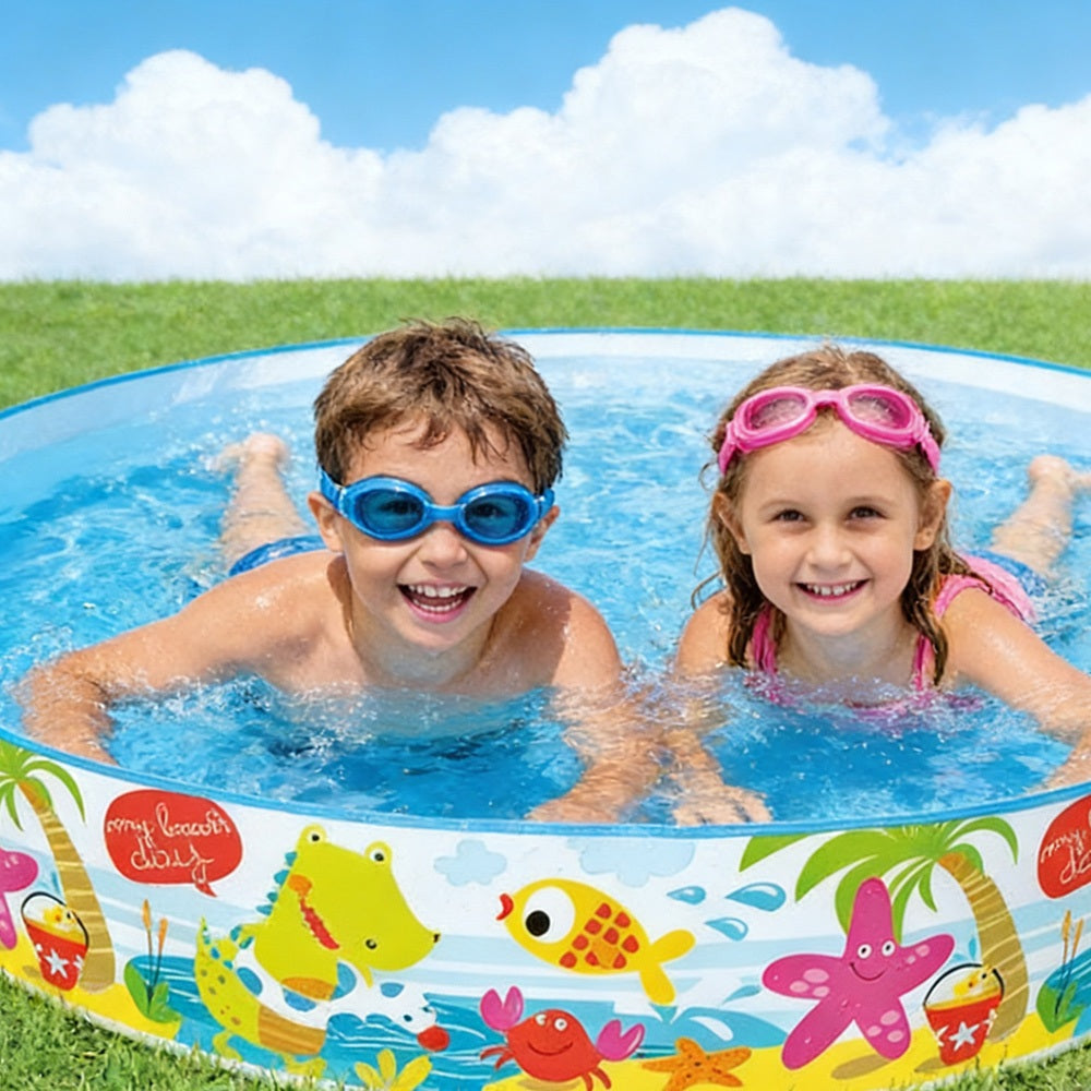 Ocean Park Theme Kids Paddling Pool, Inflation-Free Foldable Pool Toys, Indoor & Outdoor Children's Water Play Tub